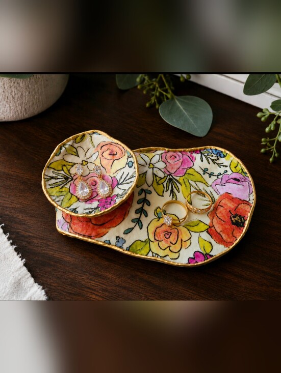 Other - 2-tier Floral Trinket Dish - Oyster Shell